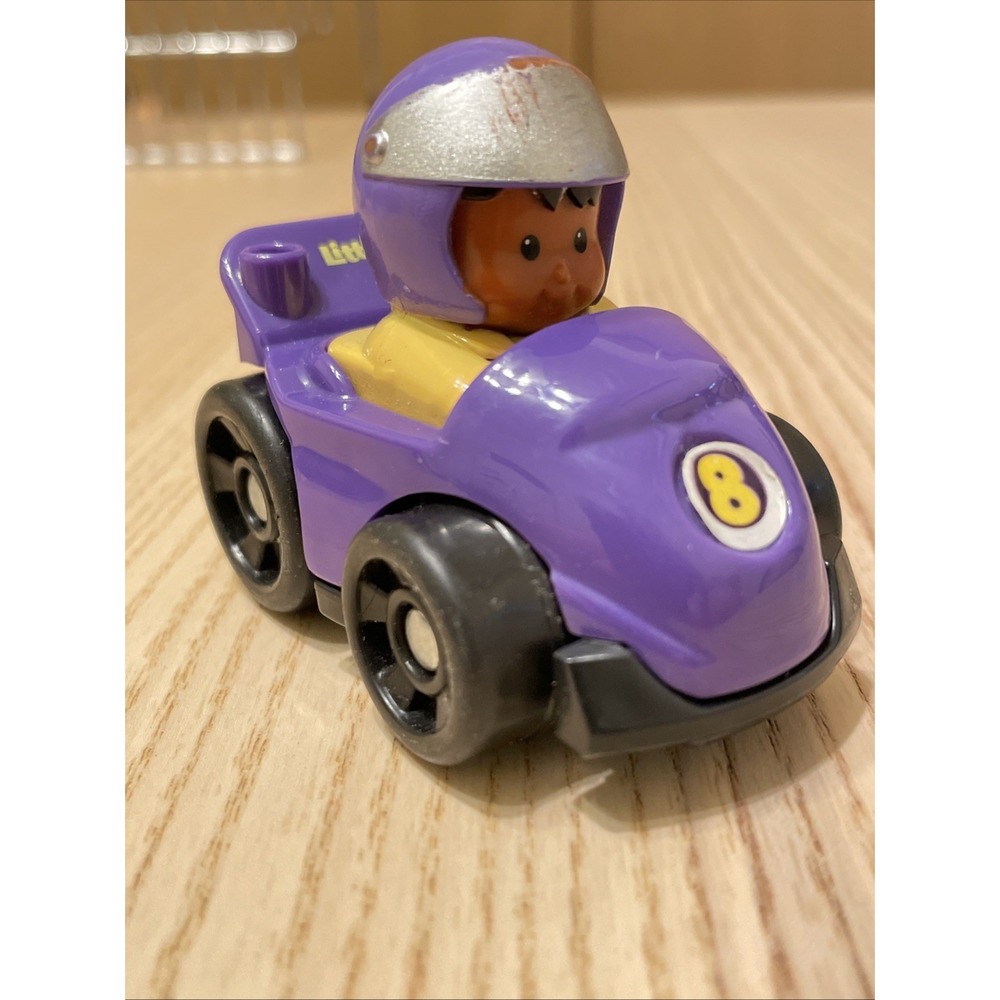 Fisher-Price Little People Purple Wheelies Race Car #8 Action Figure